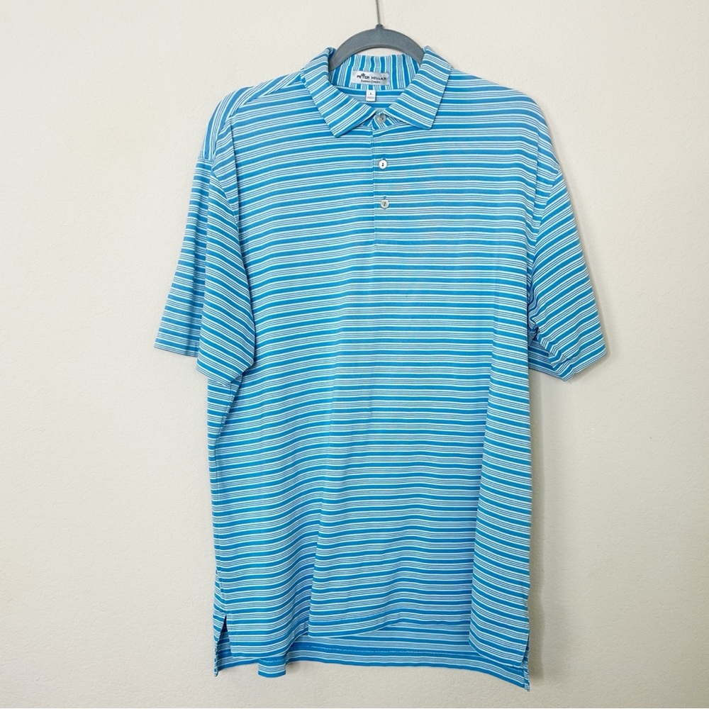 Peter Millar Men’s Summer Comfort Golf Polo | Size Large | Blue Striped